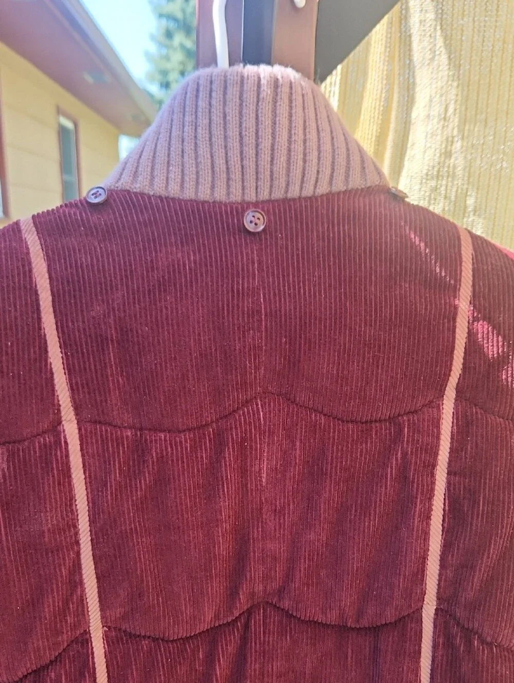 Vintage 80s Mod Maid Wine Wide-wale Corduroy Quilted Puffer Coat Retro M